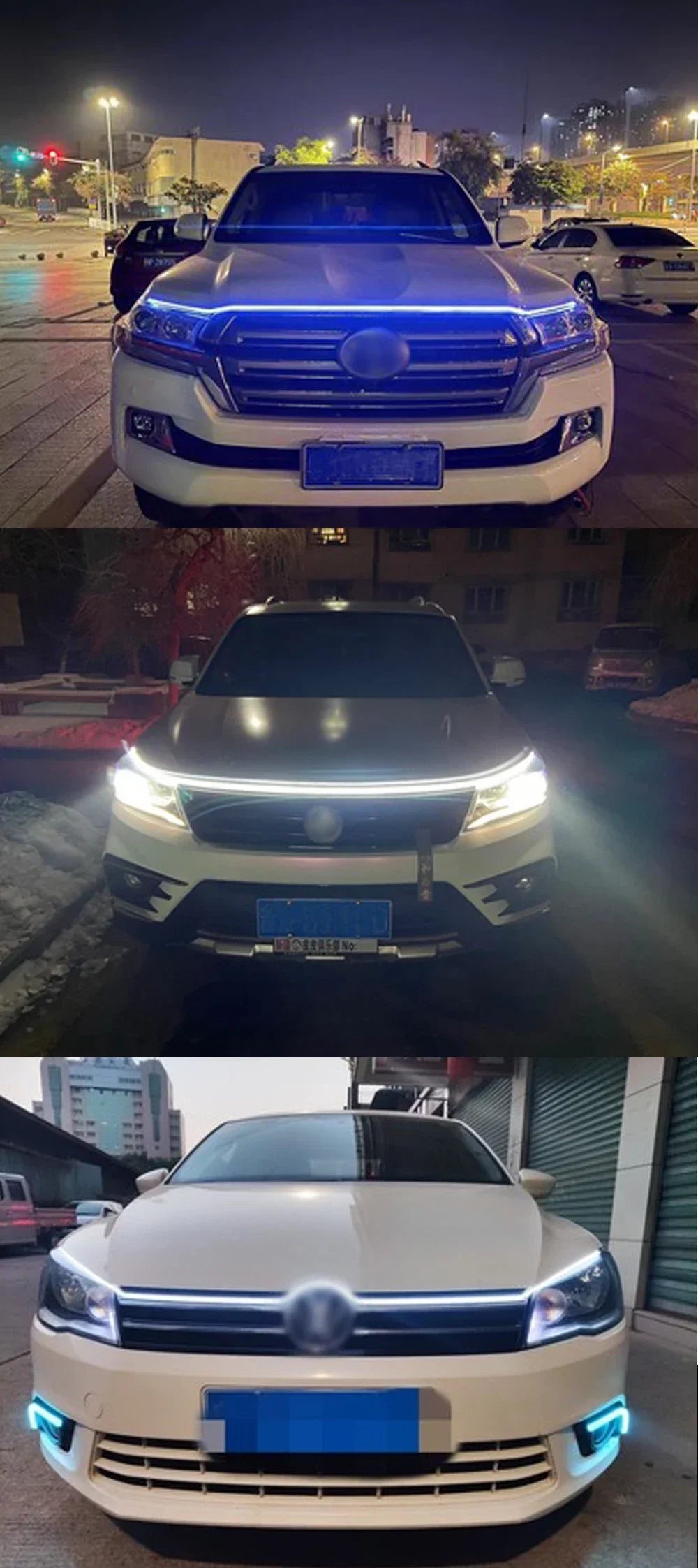 New 12V Start Scan Meteor Dynamic Car Daytime Running Lights LED Car Hood Decorative Light Strip with DRL with Turn Signal
