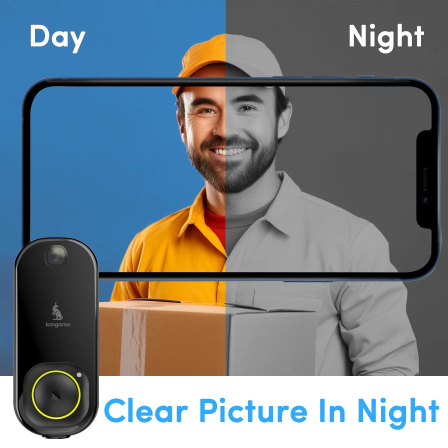 Kangaroo Smart photo Doorbell (Includes Indoor Chime ),  Capture Crystal-Clear Photos of Visitors and Packages with