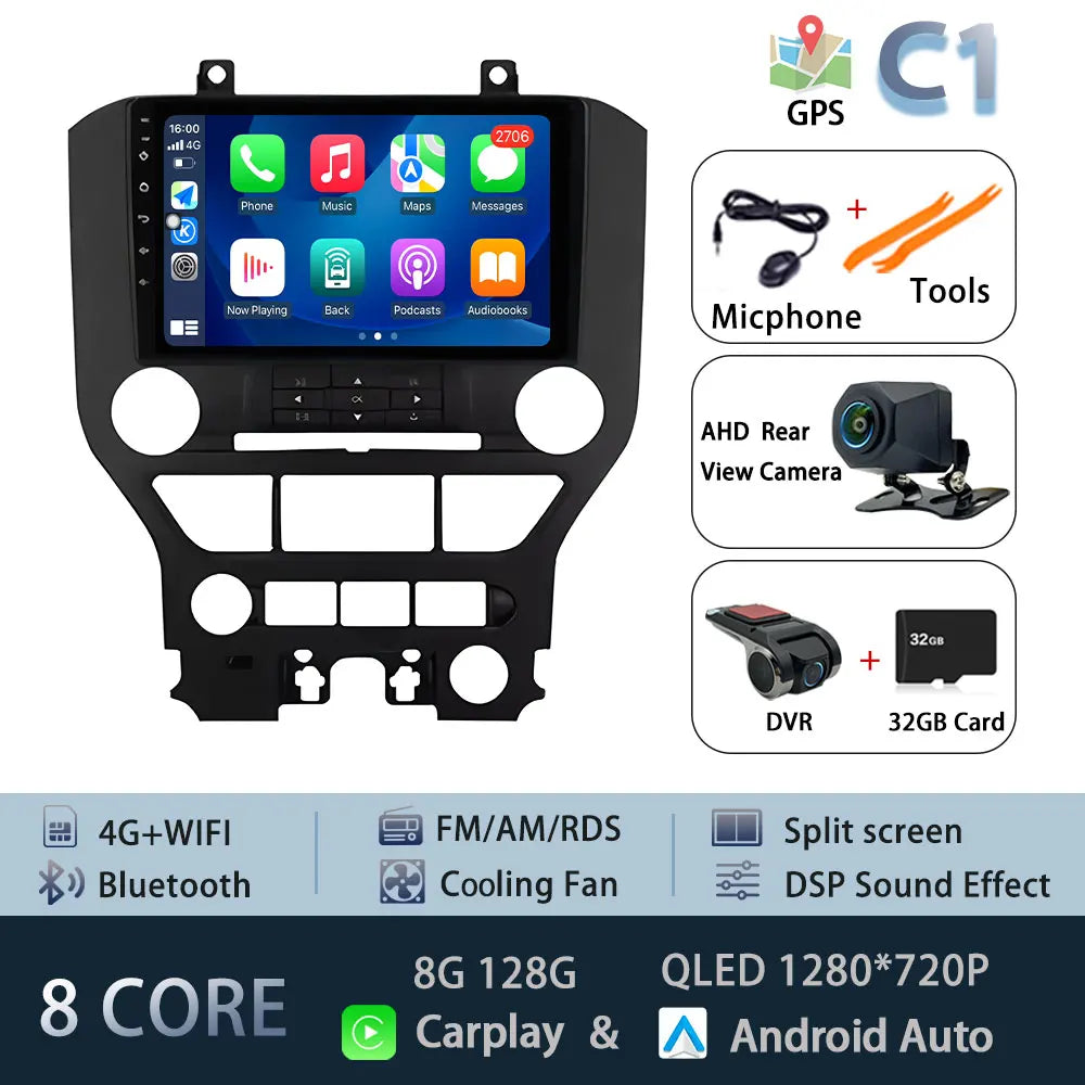 9" LHD DSP Stereo Car Video Player for FORD Mustang  2015-2020 Android 15 Intelligent System GPS Navigation WIFI
