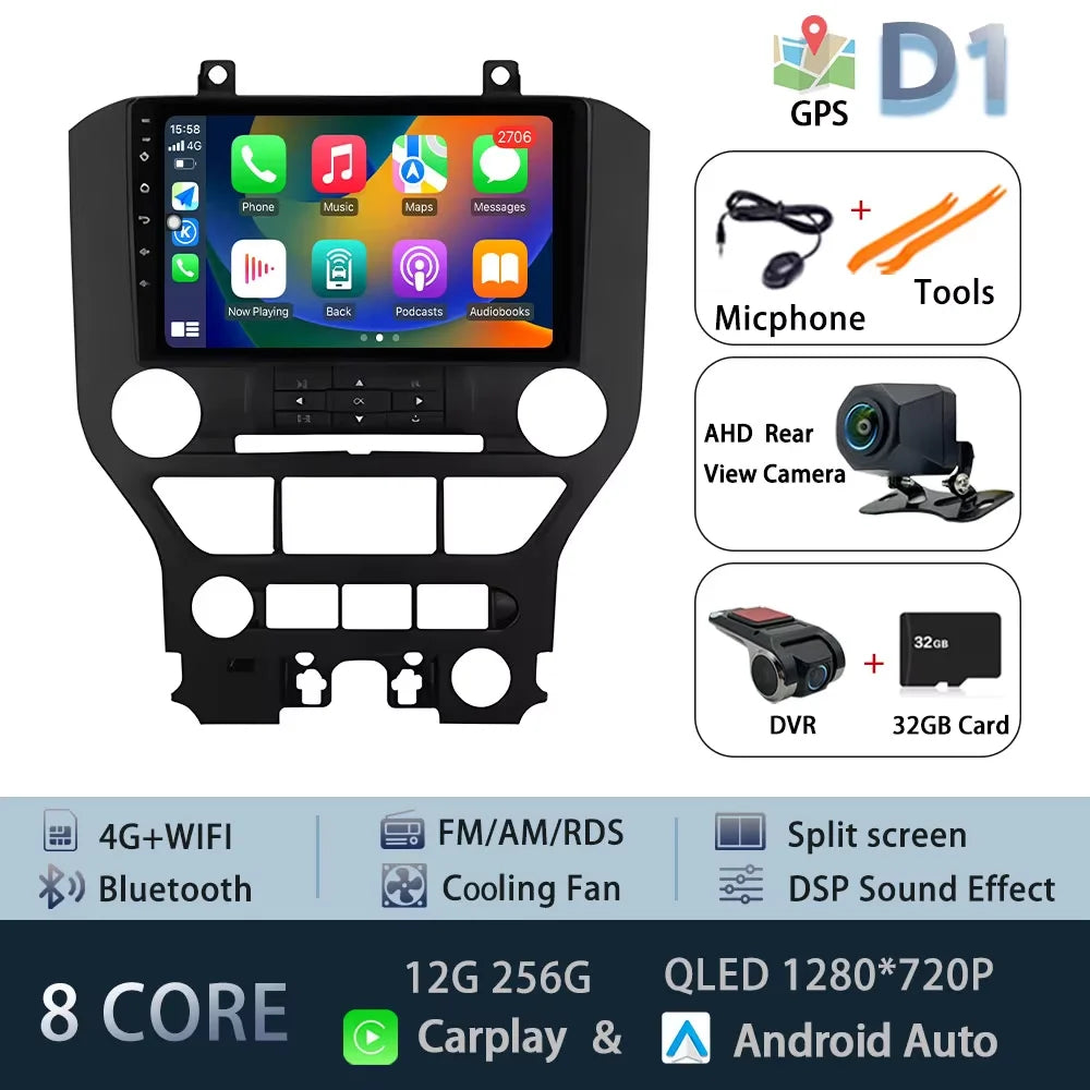 9" LHD DSP Stereo Car Video Player for FORD Mustang  2015-2020 Android 15 Intelligent System GPS Navigation WIFI
