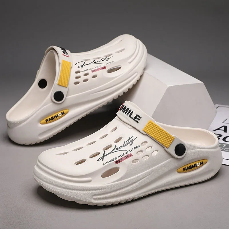 Men's Slippers EVA Hole Mens Mules Non-Slip Slippers thick Soft Platform Slide Fashion Comfortable Men's Sandals Summer Shoes