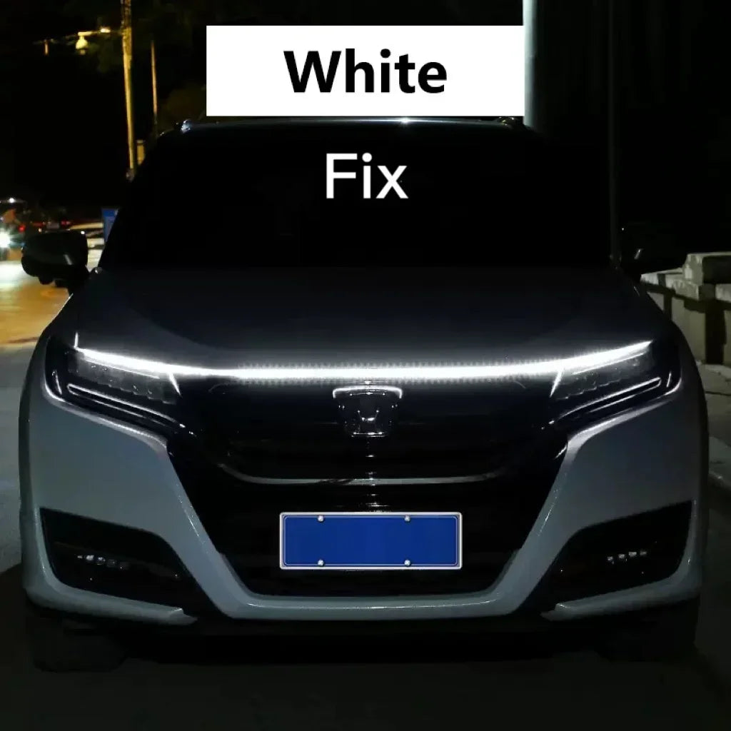 New 12V Start Scan Meteor Dynamic Car Daytime Running Lights LED Car Hood Decorative Light Strip with DRL with Turn Signal