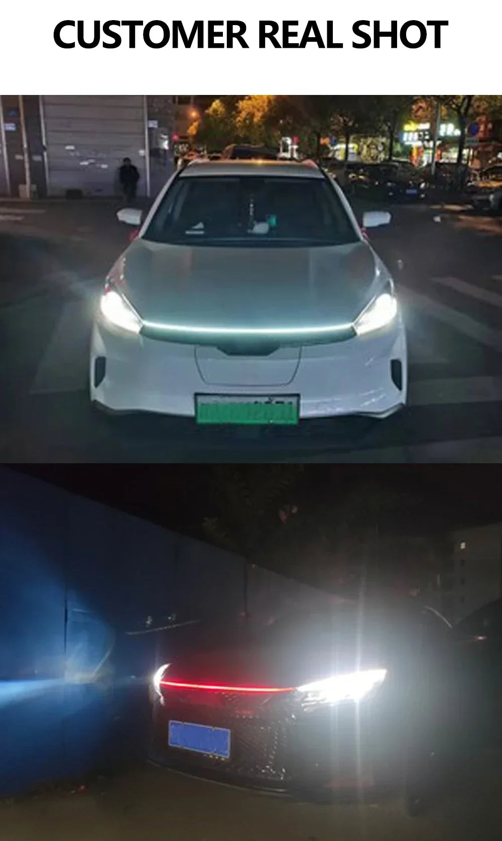 New 12V Start Scan Meteor Dynamic Car Daytime Running Lights LED Car Hood Decorative Light Strip with DRL with Turn Signal