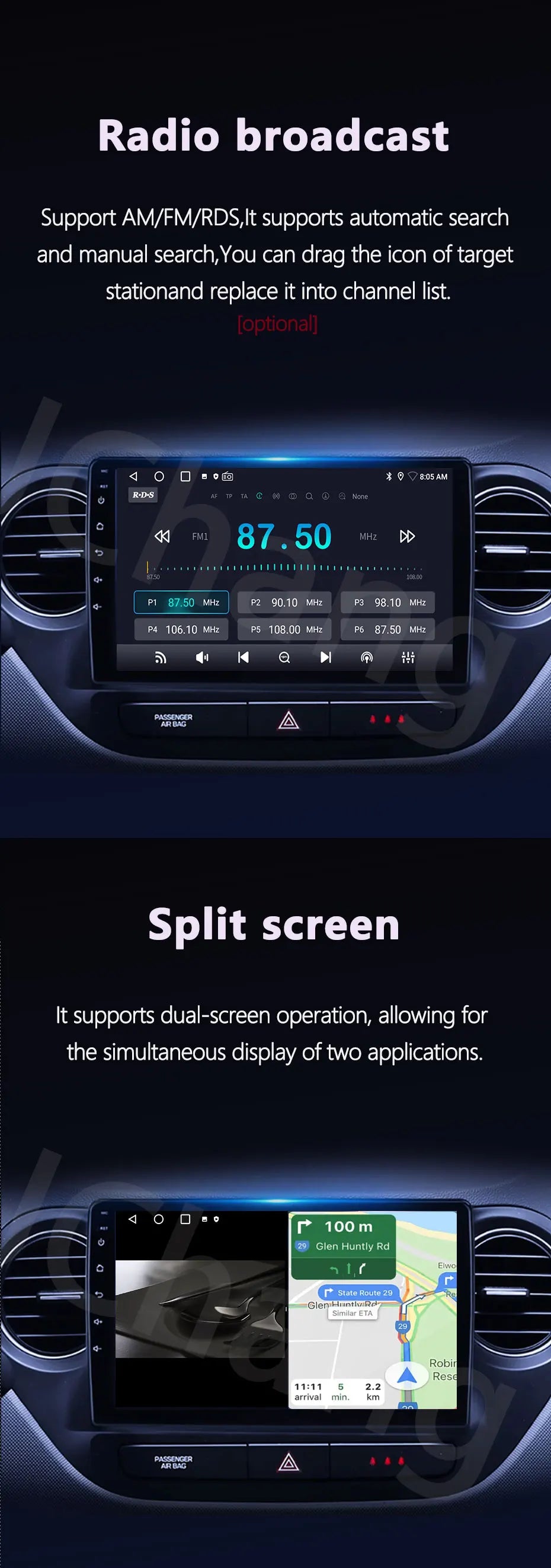 9" LHD DSP Stereo Car Video Player for FORD Mustang  2015-2020 Android 15 Intelligent System GPS Navigation WIFI