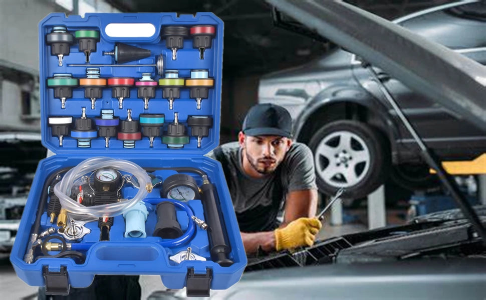 AP03 NEW 31* Radiator Cooling System Pressure Tester Kit w/ 23 Radiator Adapters