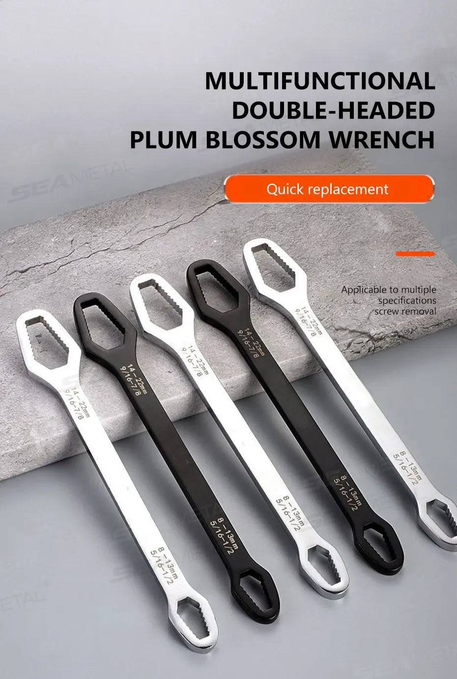 SEAMETAL Universal Torx Wrench Adjustable Wrench Board Double-head Multipurpose Torx Spanner Repair Hand Tools 3-17mm 8-24mm