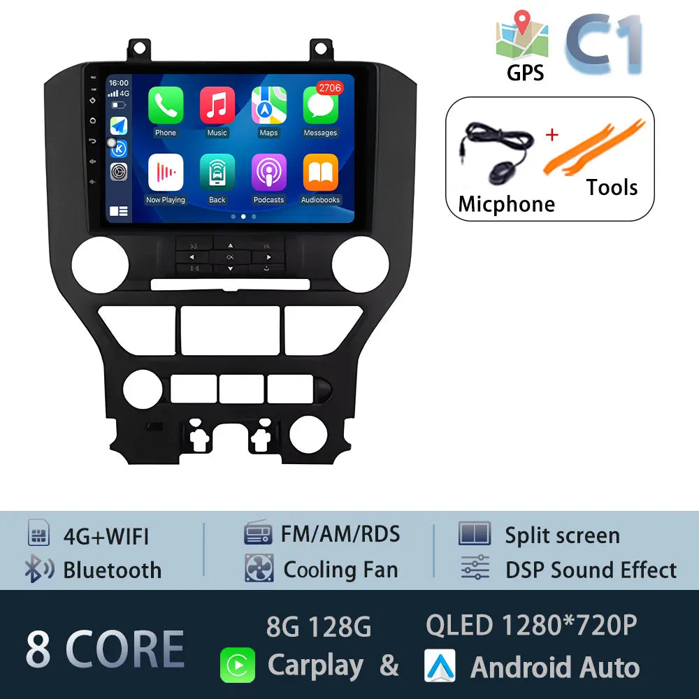 9" LHD DSP Stereo Car Video Player for FORD Mustang  2015-2020 Android 15 Intelligent System GPS Navigation WIFI