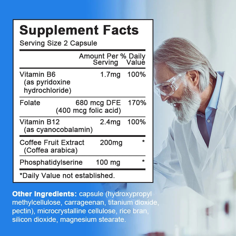 BBEEAAUU 100mg Phosphatidylserine Capsule for Memory and Focus Smarter Brain Health Nootropics Supplement
