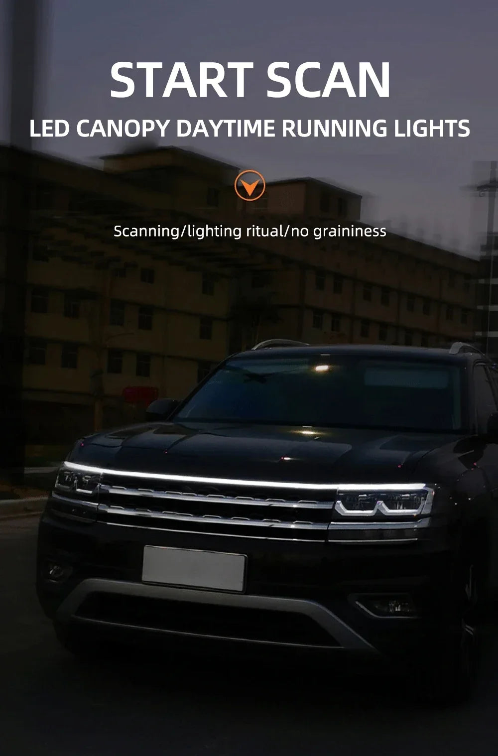New 12V Start Scan Meteor Dynamic Car Daytime Running Lights LED Car Hood Decorative Light Strip with DRL with Turn Signal