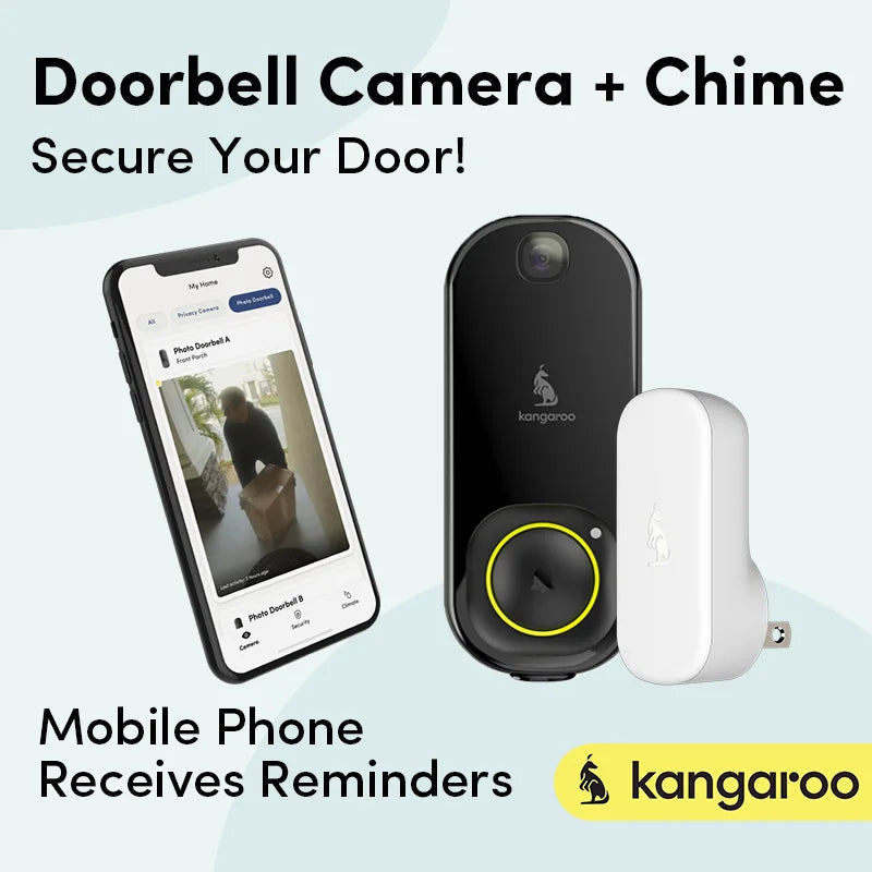 Kangaroo Smart photo Doorbell (Includes Indoor Chime ),  Capture Crystal-Clear Photos of Visitors and Packages with