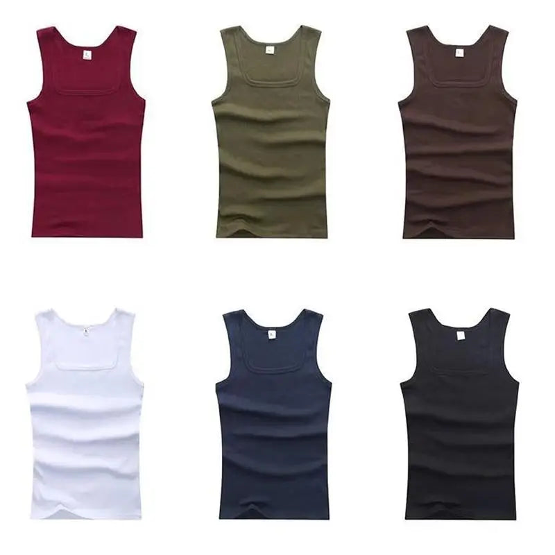New Men's Summer Pure Cotton Vest Sports Fitness Sleeveless Tank Top Solid Muscle Vest Basic O-neck Bodybuilding Vest Tops