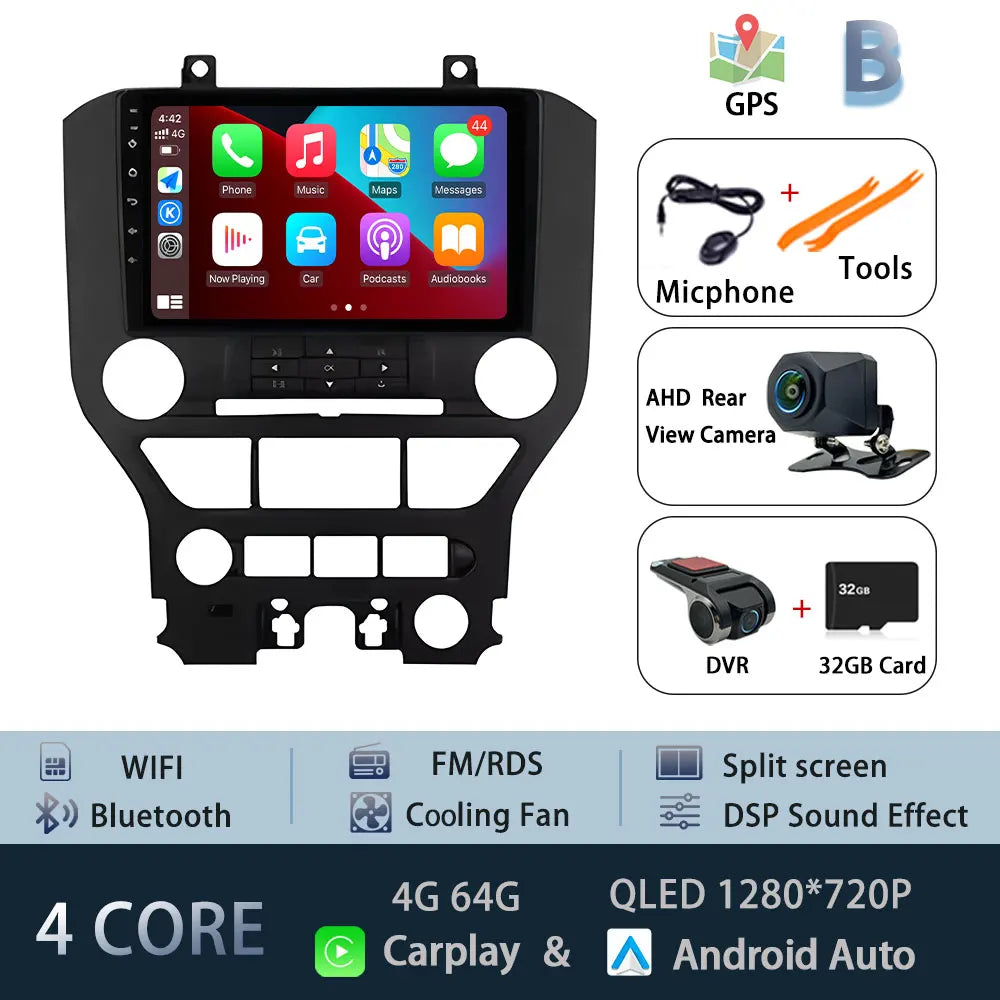 9" LHD DSP Stereo Car Video Player for FORD Mustang  2015-2020 Android 15 Intelligent System GPS Navigation WIFI