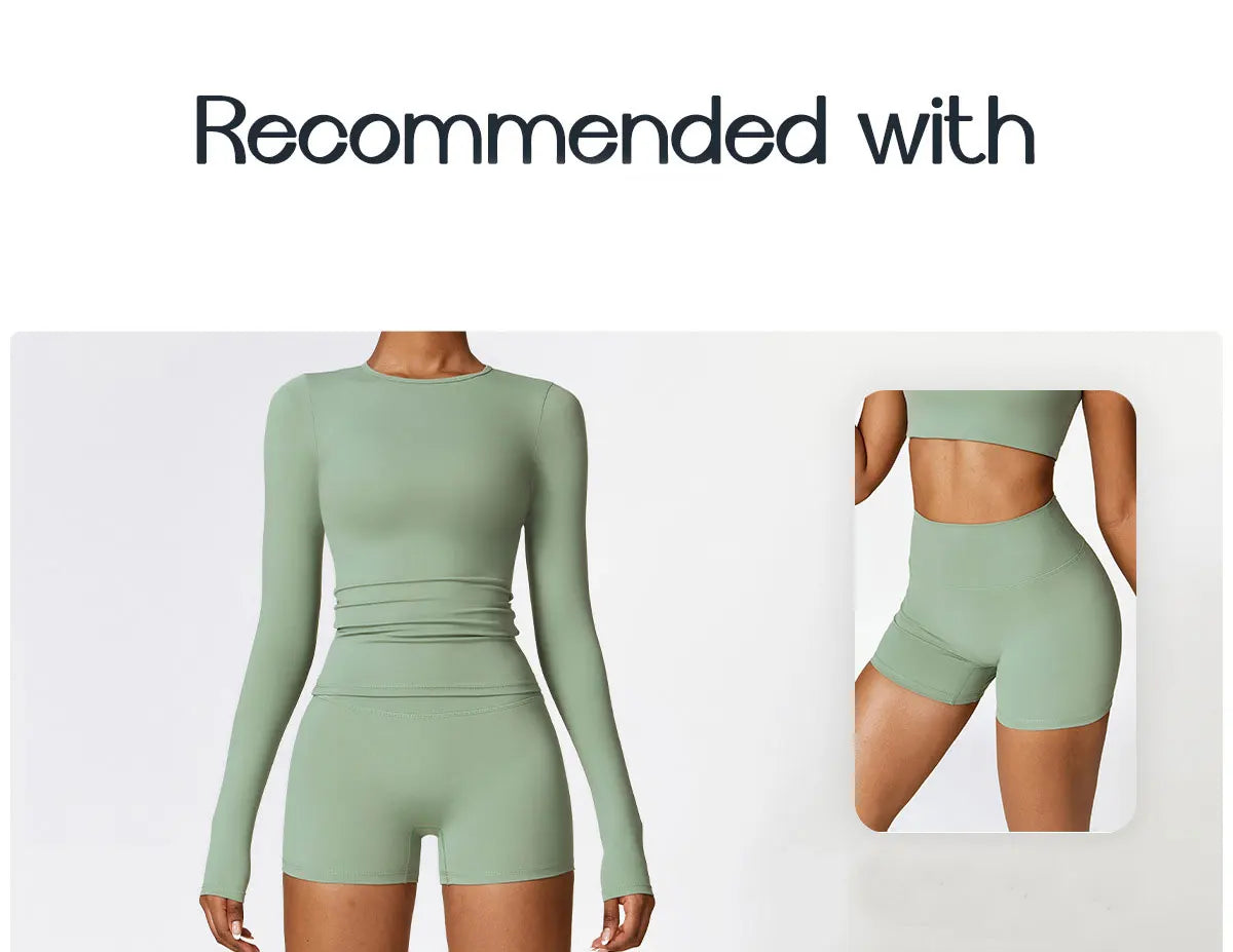Women's Quick Dry Breathable Yoga Long Sleeves Crop Top Round Neck Sports Top Gym Fitness Workout Sexy Running Long Sleeves
