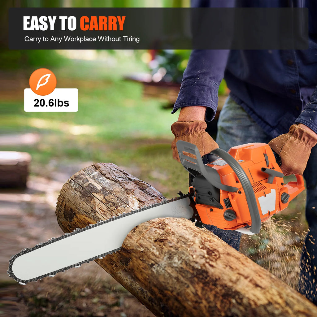 Gas Chainsaw with 24 inch Guide Bar,Gasoline Powered Chain Saw 2-Cycle 72cc/65cc Gasoline Power Chain Saws 3.9KW/3.4KW