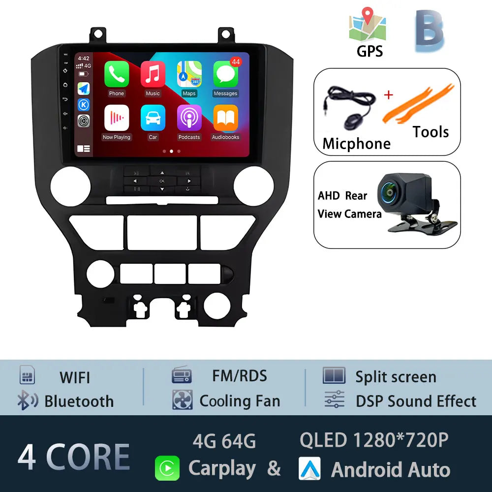 9" LHD DSP Stereo Car Video Player for FORD Mustang  2015-2020 Android 15 Intelligent System GPS Navigation WIFI