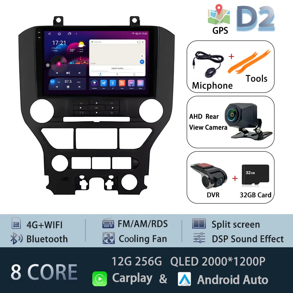 9" LHD DSP Stereo Car Video Player for FORD Mustang  2015-2020 Android 15 Intelligent System GPS Navigation WIFI
