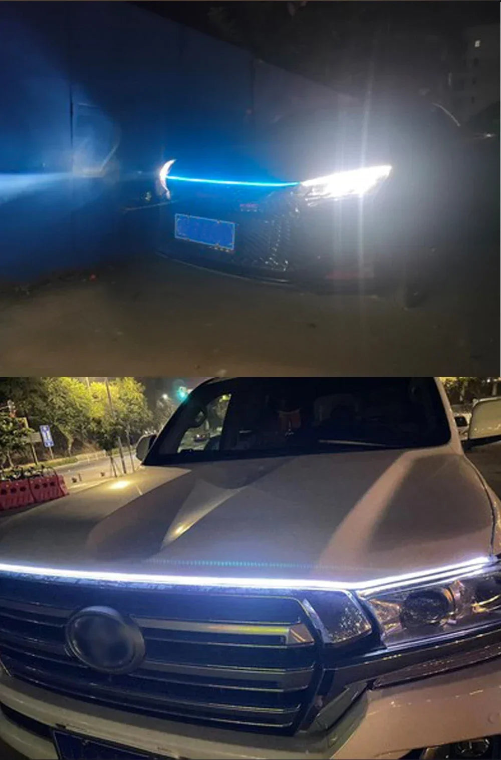 New 12V Start Scan Meteor Dynamic Car Daytime Running Lights LED Car Hood Decorative Light Strip with DRL with Turn Signal