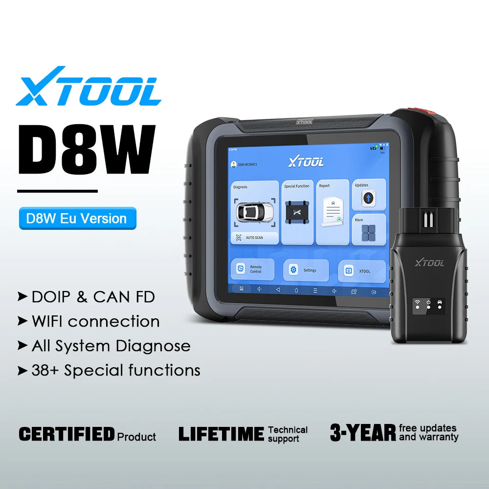 XTOOL D8W BT OBD2 Diagnostic Tool ECU Coding Bluetooth Automotive Scanner VAG Guided Topology Map with 42+ Reset CAN FD DOIP FCA