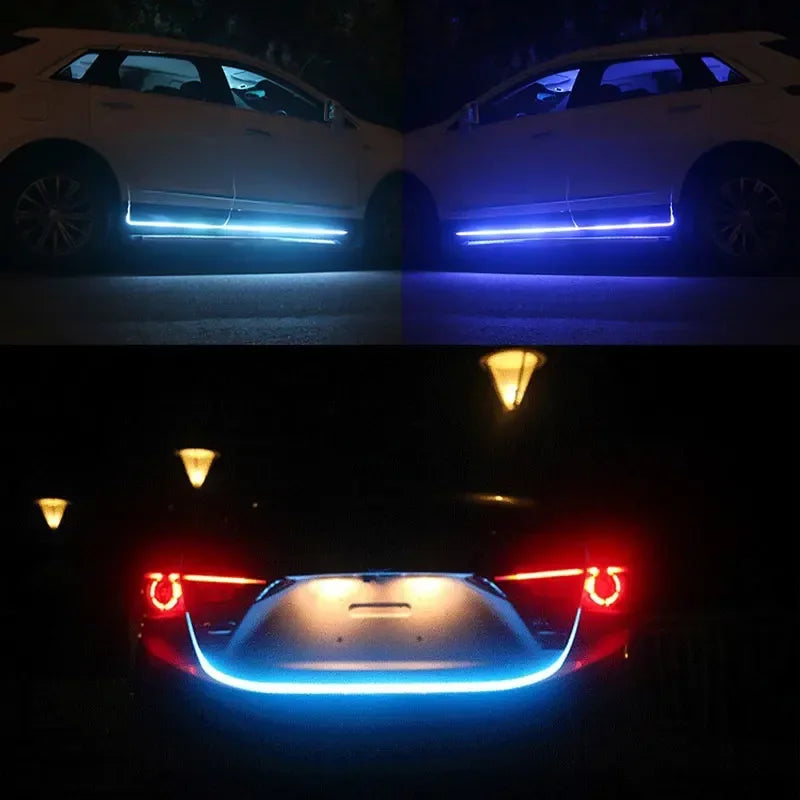 New 12V Start Scan Meteor Dynamic Car Daytime Running Lights LED Car Hood Decorative Light Strip with DRL with Turn Signal