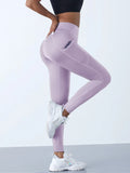 Solid Color Side Pockets Leggings For Women High Waist Sportswear Cycle Yoga Pants Push Up Fitness Leggings