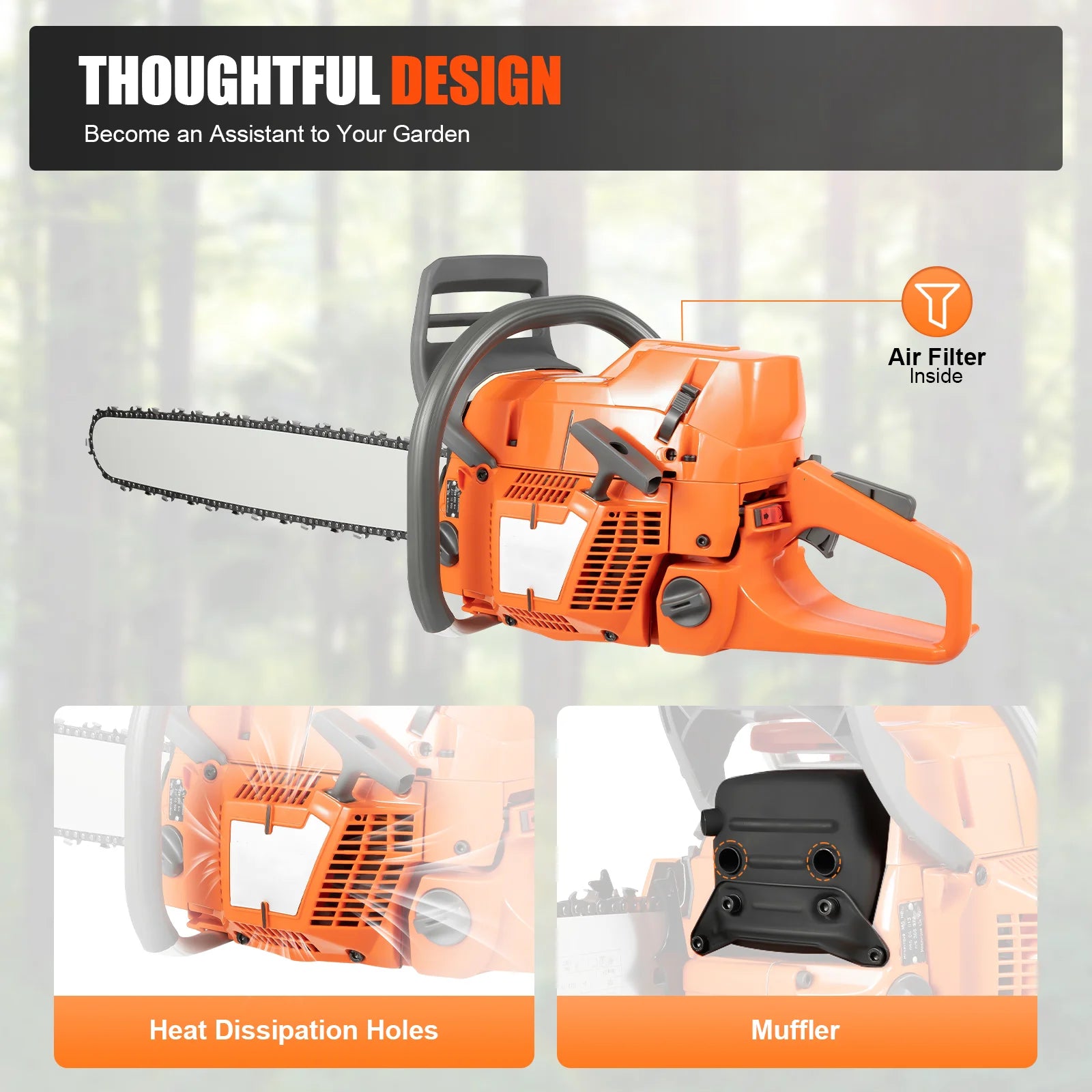 Gas Chainsaw with 24 inch Guide Bar,Gasoline Powered Chain Saw 2-Cycle 72cc/65cc Gasoline Power Chain Saws 3.9KW/3.4KW