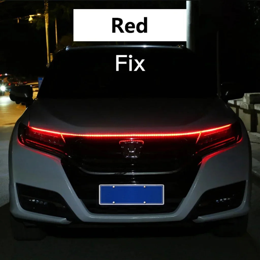 New 12V Start Scan Meteor Dynamic Car Daytime Running Lights LED Car Hood Decorative Light Strip with DRL with Turn Signal