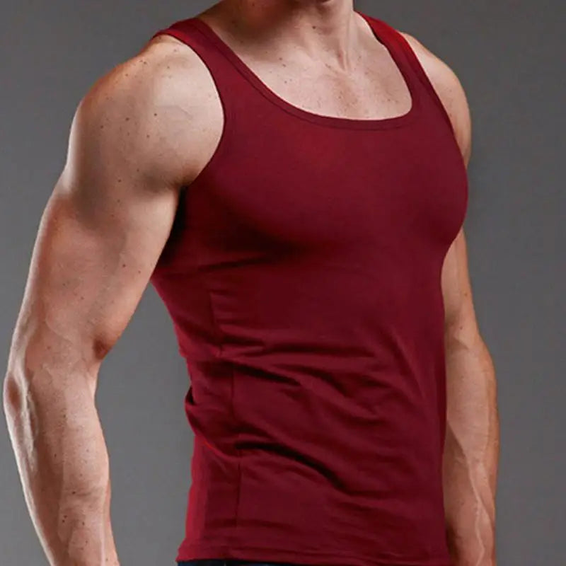 New Men's Summer Pure Cotton Vest Sports Fitness Sleeveless Tank Top Solid Muscle Vest Basic O-neck Bodybuilding Vest Tops