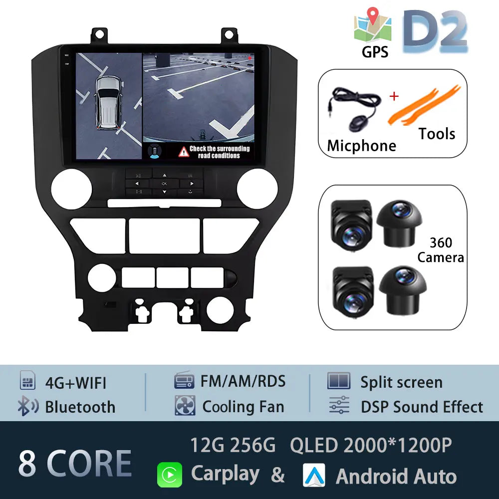 9" LHD DSP Stereo Car Video Player for FORD Mustang  2015-2020 Android 15 Intelligent System GPS Navigation WIFI