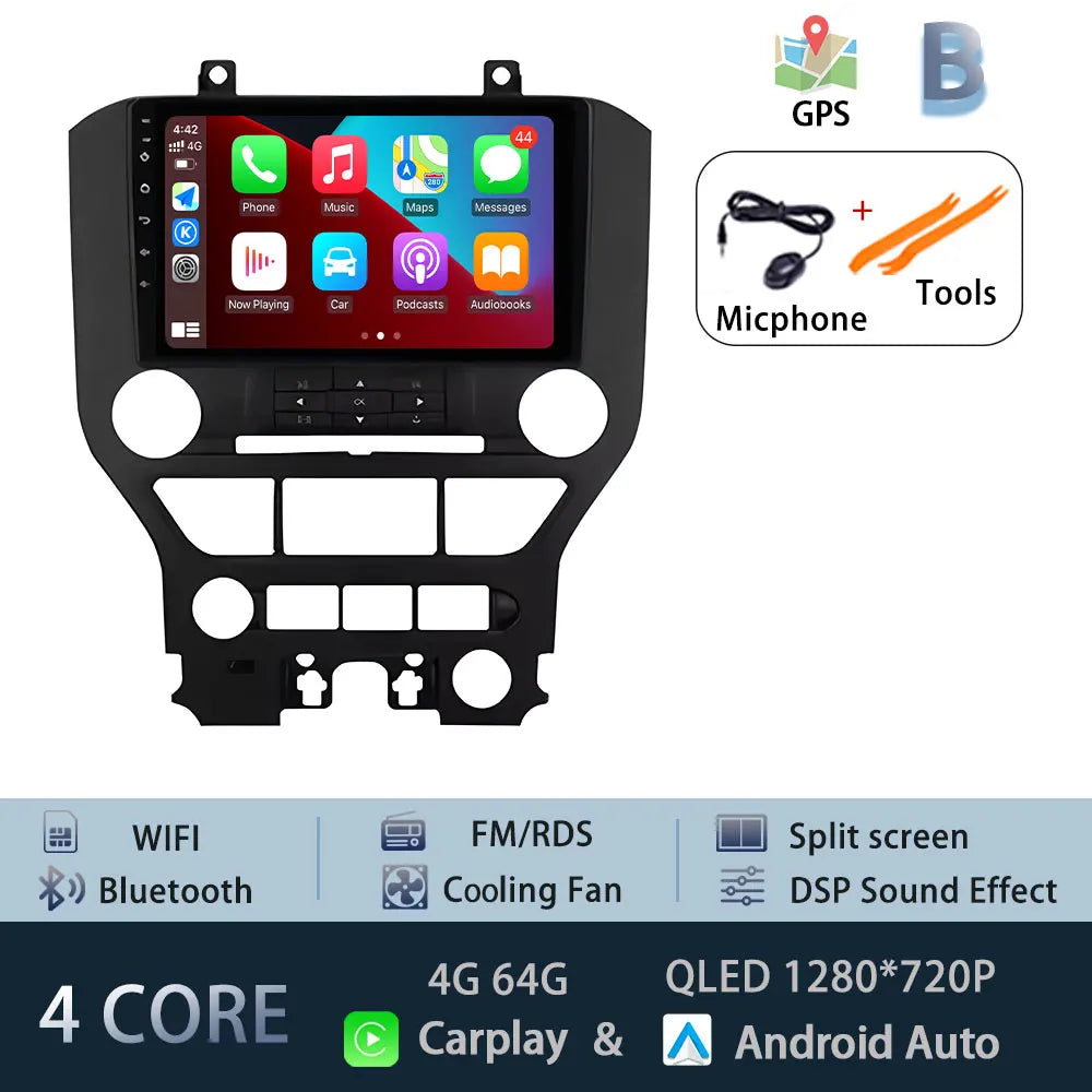 9" LHD DSP Stereo Car Video Player for FORD Mustang  2015-2020 Android 15 Intelligent System GPS Navigation WIFI
