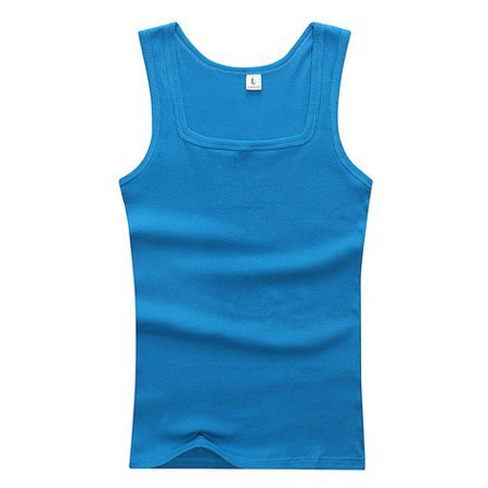 New Men's Summer Pure Cotton Vest Sports Fitness Sleeveless Tank Top Solid Muscle Vest Basic O-neck Bodybuilding Vest Tops