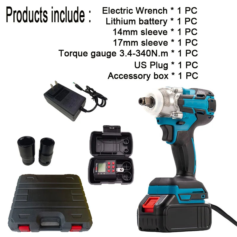 Cordless Electric Impact Wrench Installing Torque Meter Brushless Lithium Battery Car Repair Torque Display Track Accessory Box