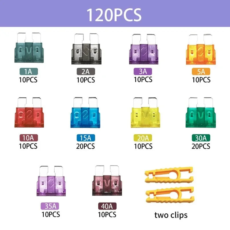 300/180/120pcs Car Blade Fuse Assortment Kit Auto Truck Automotive Medium Small Fuse Mixed Motorcycle Circuit Fuse With Box