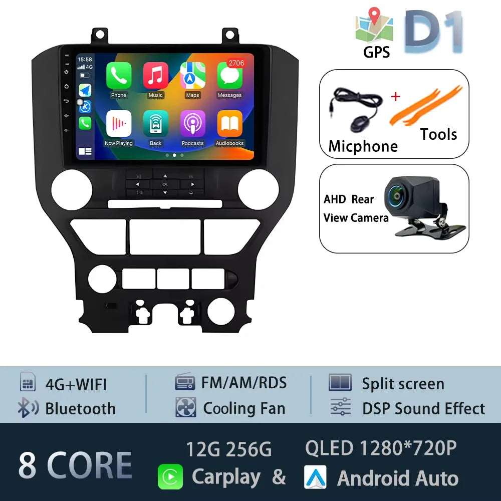 9" LHD DSP Stereo Car Video Player for FORD Mustang  2015-2020 Android 15 Intelligent System GPS Navigation WIFI