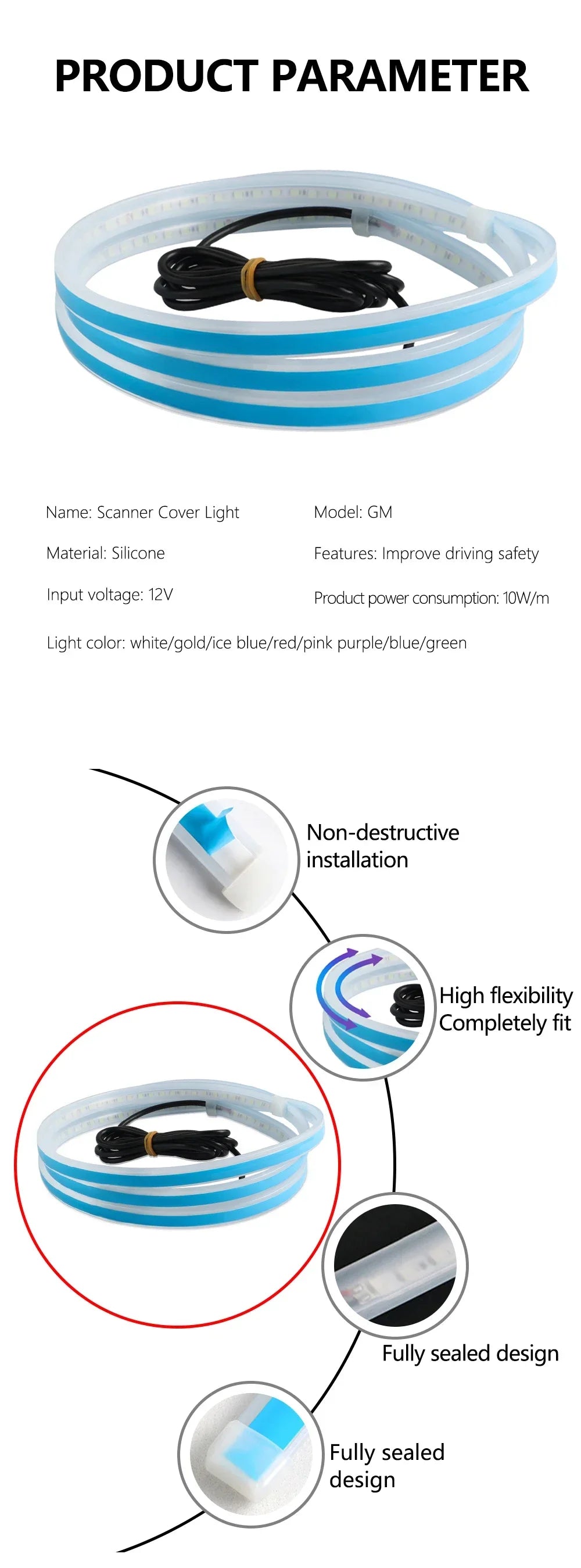 New 12V Start Scan Meteor Dynamic Car Daytime Running Lights LED Car Hood Decorative Light Strip with DRL with Turn Signal