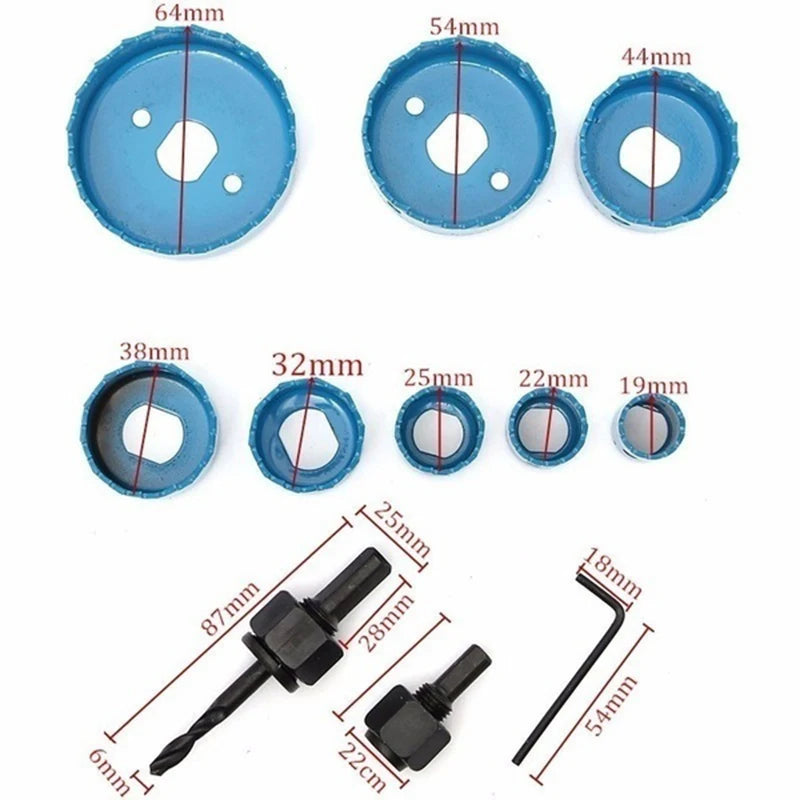 11pcs/set Hole Saw Cutting Set Kit Tools 19-64mm with Case for thin wooden board