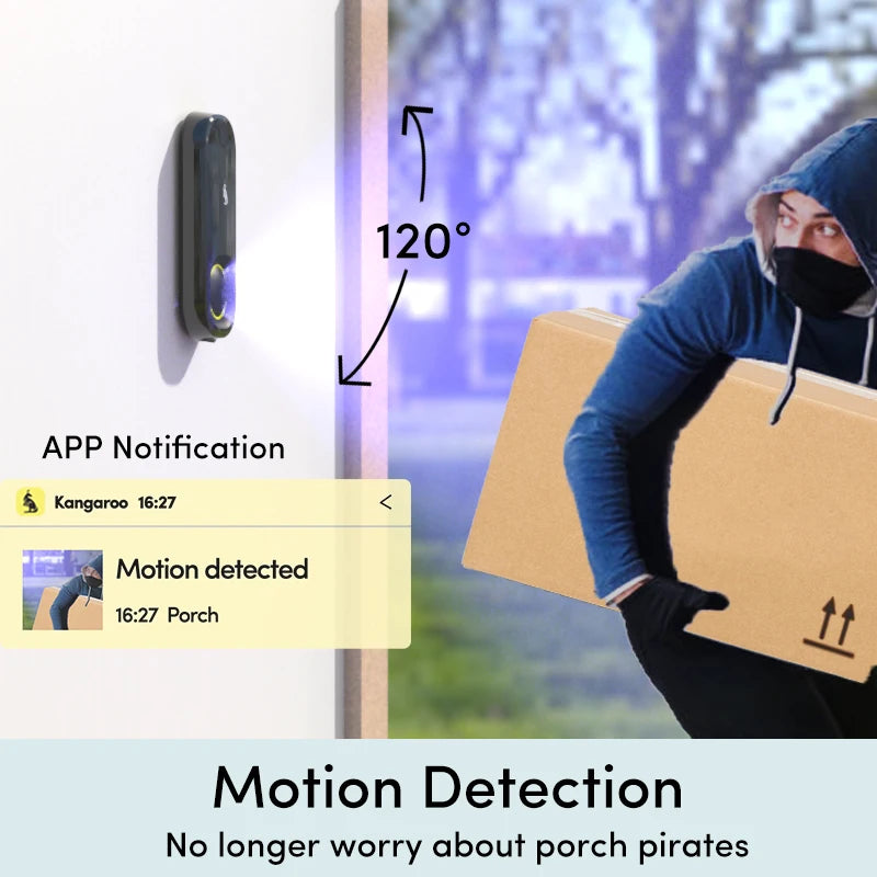 Kangaroo Smart photo Doorbell (Includes Indoor Chime ),  Capture Crystal-Clear Photos of Visitors and Packages with