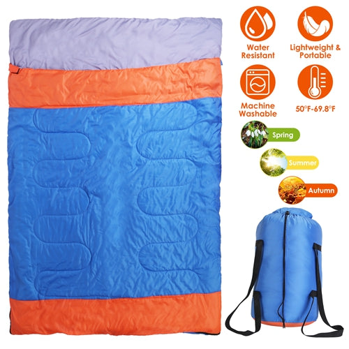 LakeForest 2 People Sleeping Bag for Adult Kids Lightweight Water Resistant Camping Cotton Liner Cold Warm Weather Indoor Outdoor Use 3 Season with Sack for Spri