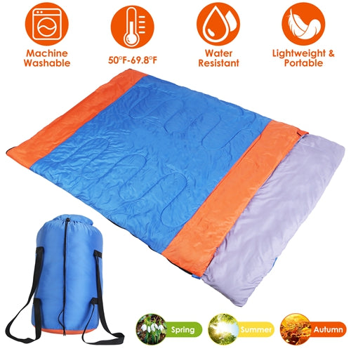 LakeForest 2 People Sleeping Bag for Adult Kids Lightweight Water Resistant Camping Cotton Liner Cold Warm Weather Indoor Outdoor Use 3 Season with Sack for Spri