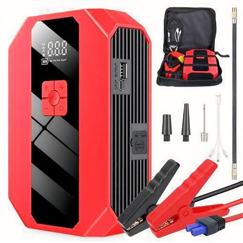 Portable Car Jump Starter Air Compressor 1500A 400PSI Car Battery Charger Jump Starter Power Bank LED Flashlight Digital Tire Inflator for 4.0L Gasoli