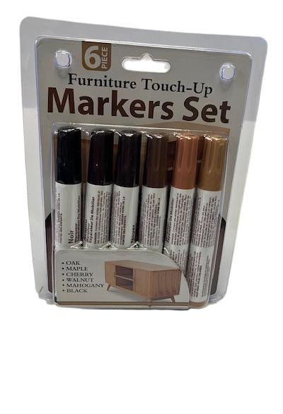 Furniture Touch -Up Markers -6 Piece Set-Wood Repair Kit for Scratches, Chips & Color Restoration