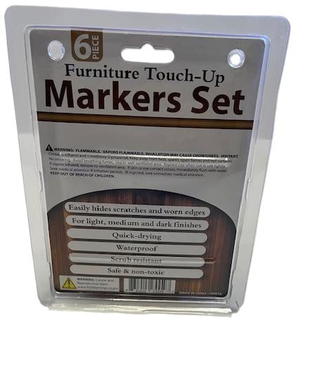 Furniture Touch -Up Markers -6 Piece Set-Wood Repair Kit for Scratches, Chips & Color Restoration
