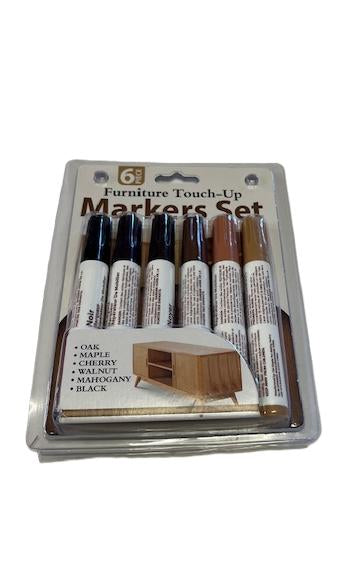 Furniture Touch -Up Markers -6 Piece Set-Wood Repair Kit for Scratches, Chips & Color Restoration